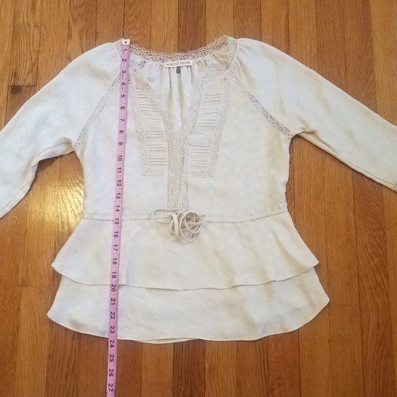 Rebecca Taylor Silk Longsleeve Blouse With Lace  2 - Picture 8 of 10